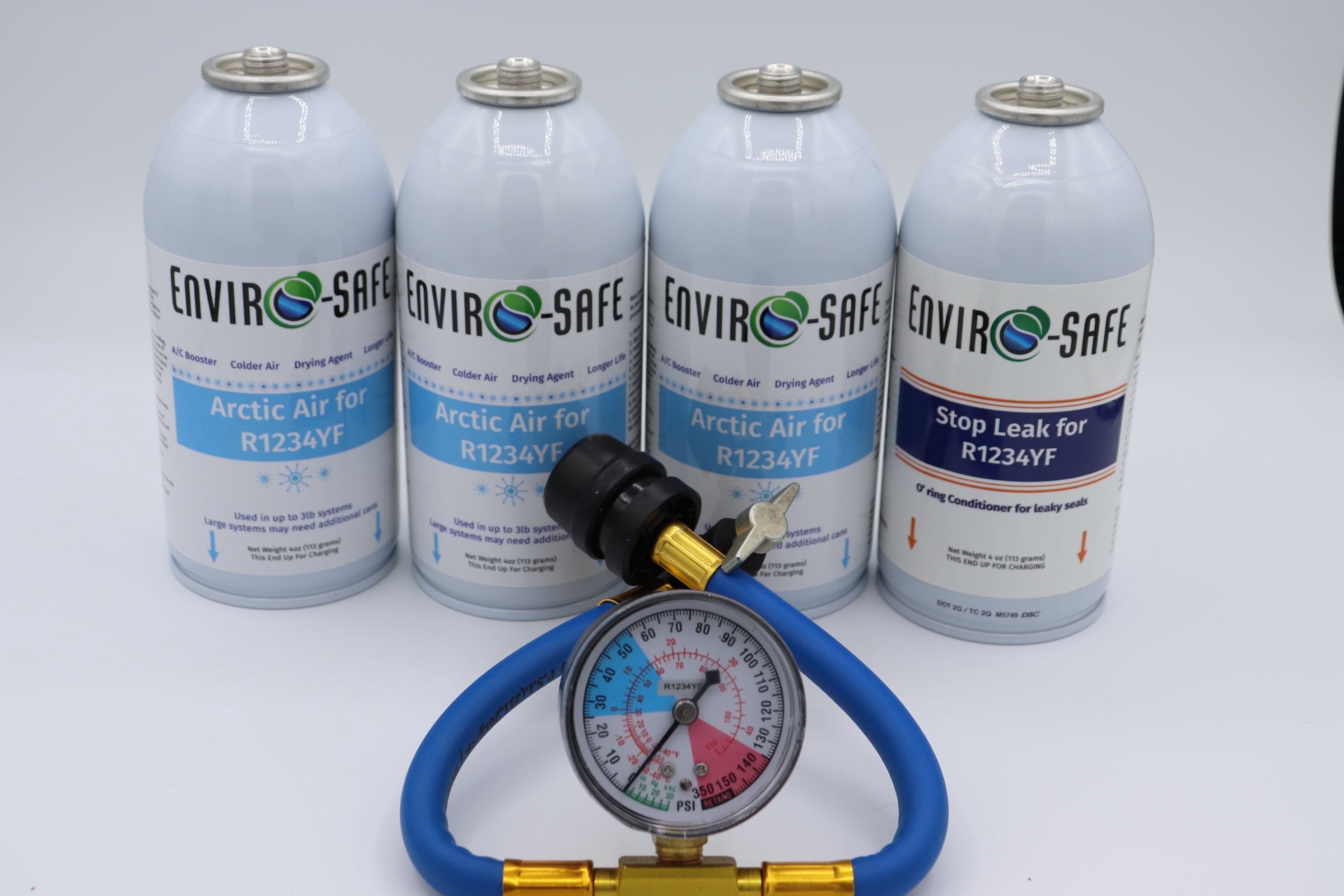 Genuine 8oz R1234YF Refrigerant (3 Freon Cans) & HD Brass Can Tap