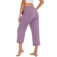 thumbnail image 6 of Women's Summer Casual Loose High-Waist Drawstring Straight Capri Pants , Beach Casual Long Pants, 6 of 6