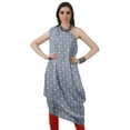 thumbnail image 2 of Moomaya Women's Printed One-Shoulder Cowl Kurti Sleeveless Dress Boho Party Designer Clothing, 2 of 7