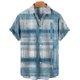 thumbnail image 3 of Camisas De Compresion Casual Hombres Solapa Estampado Manga Corta Puños Botón Puerto Estilo Floral Camisa Sand Beach Hawaiianss Summer Top (Blue, S), 3 of 4