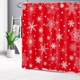 thumbnail image 2 of Winter Shower Curtain for Bathroom, Christmas Snowflake Pattern on Red Fabric Shower Curtain with Hooks, New Year Winter Holiday Bathroom Curtain Shower Set, 72" W x 72" L, 2 of 5