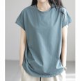 thumbnail image 1 of Mareep Vêtements Printemps Été M-3TG Blouse Rétro Brodée Col Rond Manches Cinq Quarts Manches Courtes Liquidation Hauts pour Femmes, Cadeau, 1 of 1