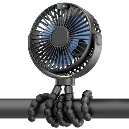 

Mini Portable Fan Black Desktop Quiet Fan USB Rechargeable 3 Speed Adjustable LED Digital Display Suitable for Student Dormitory Office