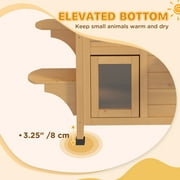 PawHut Outdoor Wooden 2-Story Cat House, Wooden Door, Openable Roof, Jumping Platforms, Natural