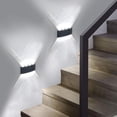 thumbnail image 2 of Lámpara de pared LED para interiores de aluminio negro de 12 W, lámpara de pared moderna, lámpara de punto arriba y abajo para sala de estar, dormitorio, pasillo, escalera, camino (blanco frío), 2 of 6