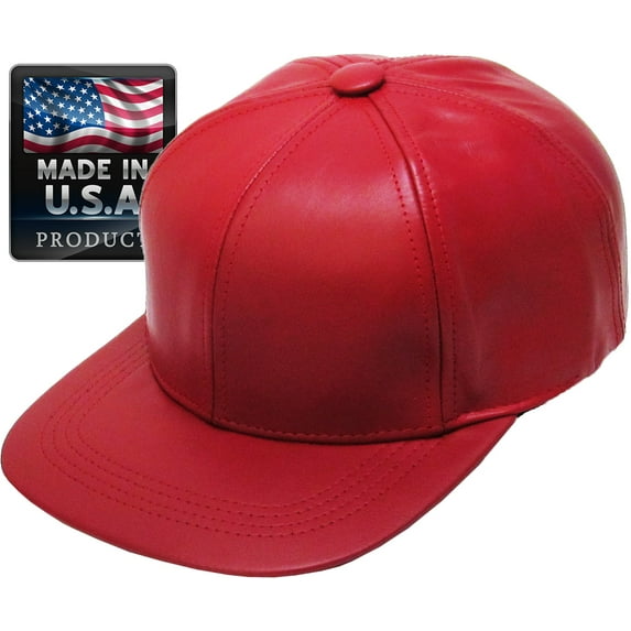 MADE IN USA Genuine Leather Baseball Cap Adjustable Velcro Closure