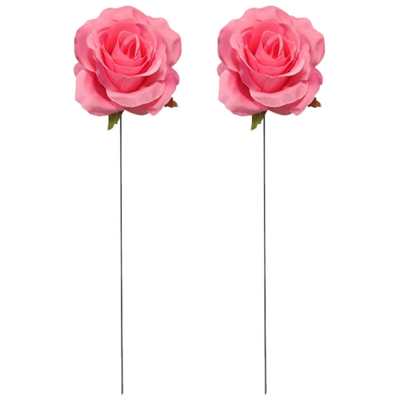 2Pcs Flower Garden Stake Decor Metal Craft Pathway Stake Garden Rose Sign Decoration