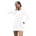 thumbnail image 6 of Women'S Long Sleeve Casual Mini Dress Crew Neck Stretchy Bodycon Party Club Short Dresses Cream White M, 6 of 9