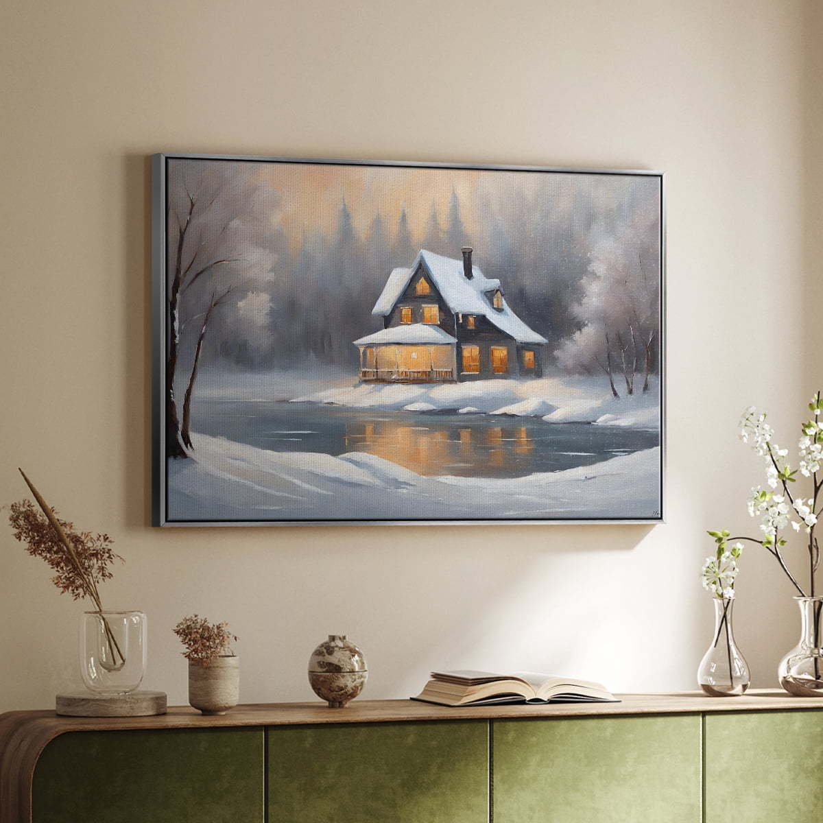 Vintage Landscape-CCXI By Wexford Home Framed in Silver Wood Gallery Wrapped Canvas 17 in. x 25 in.