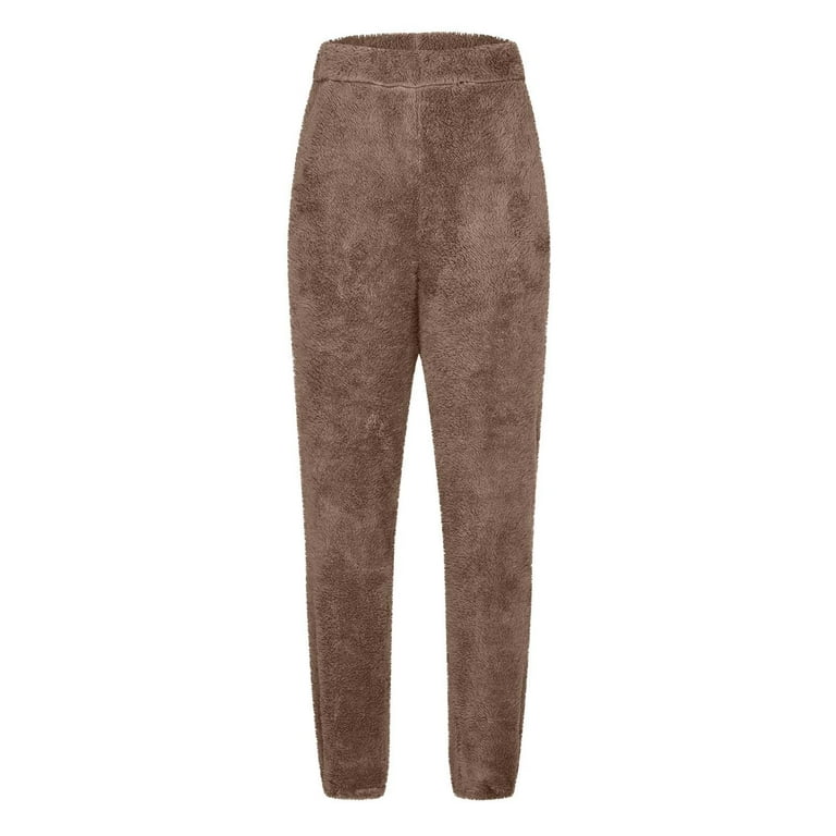 RQYYD Womens Plus Size Fuzzy Fleece Pants Winter Warm Thicken Jogger  Athletic Sweatpants for Ladies Comfy Soft Plush Pajama Pants Black XXL