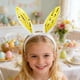 thumbnail image 1 of Diadema con orejas de conejo de vellón, pinza para el pelo de conejo de Pascua, aros para la cabeza, diadema de plástico, 1 of 6