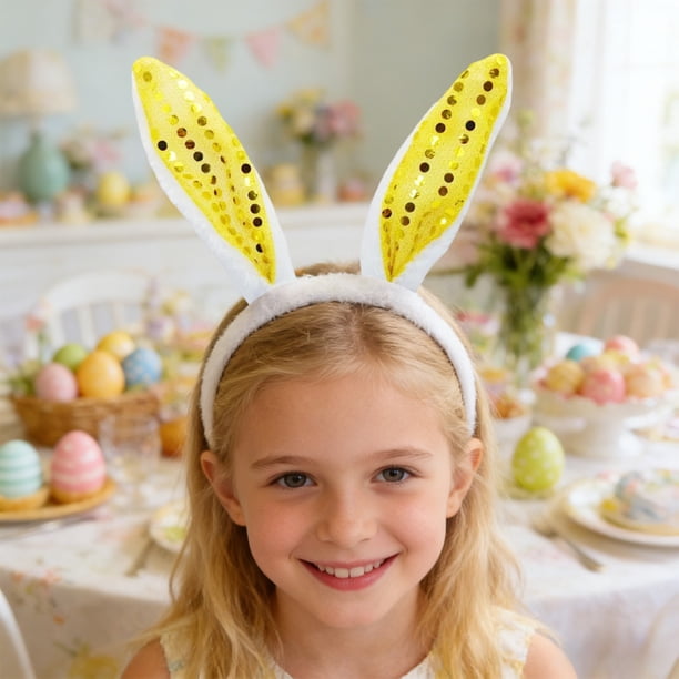 Diadema con orejas de conejo de vellón, pinza para el pelo de conejo de Pascua, aros para la cabeza, diadema de plástico