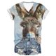 thumbnail image 2 of Fiudx Ofertas Relámpago Moda Mujer Casual Cuello En V Blusa Sólida Manga Corta Camiseta Verano Tops, 2 of 3