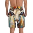 thumbnail image 4 of Lsque Oil Painting Flower Cow Mens Sleep Pajama Shorts,Short Pajama Pants, Cotton Ultra-Soft Knit-3X-Large, 4 of 9
