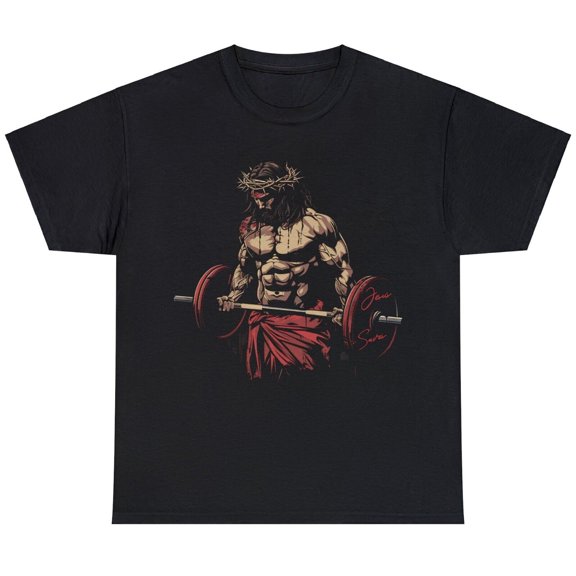 Retro Jesus The Ultimate Deadlifter Christian Gym Workout Jesus T-Shirt