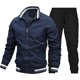 thumbnail image 1 of Conjunto de chaqueta deportiva informal para hombre, chaqueta deportiva de color liso para otoño, pantalones para hombre, 1 of 5