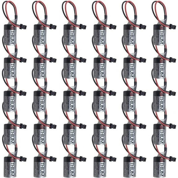 (Pack of 30) JZSP-BA01 ER3V 3.6V 1000mAh Replacement PLC Lithium Battery for Toshiba with Black Plug Non-Rechargeable