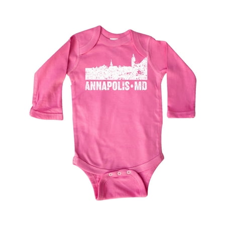 

Inktastic Annapolis Skyline Grunge Gift Baby Boy or Baby Girl Long Sleeve Bodysuit
