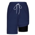 thumbnail image 4 of OGLCCG Mens Swim Trunks with Compression Liner 2 in 1 Quick Dry Bathing Suit Beach Shorts with Pockets Summer Vacation Swimwear,XL,Dark Blue, 4 of 5