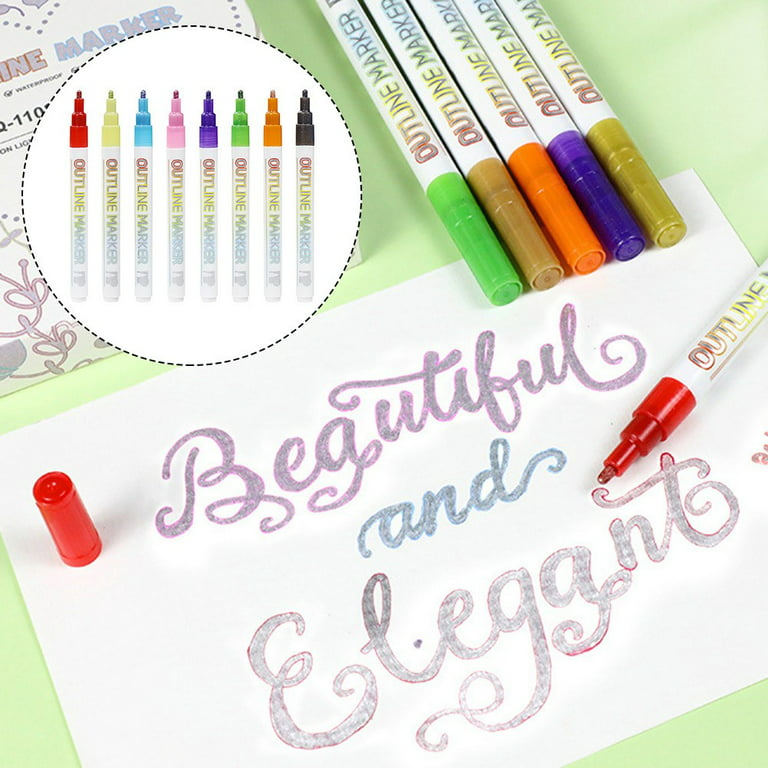 Incraftables Outline Glitter Markers (12 Colors). Shimmer Double Line Pens.  Self Metallic Outline Markers Set for Kids & Adults