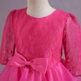 thumbnail image 7 of Edvintorg 3-10 Years Little Girls Dresses Kids Girls Solid Color Middle Sleeve Princess Dress Bow Tie Lace Mesh Cake Dress Party On Clearance, 7 of 7