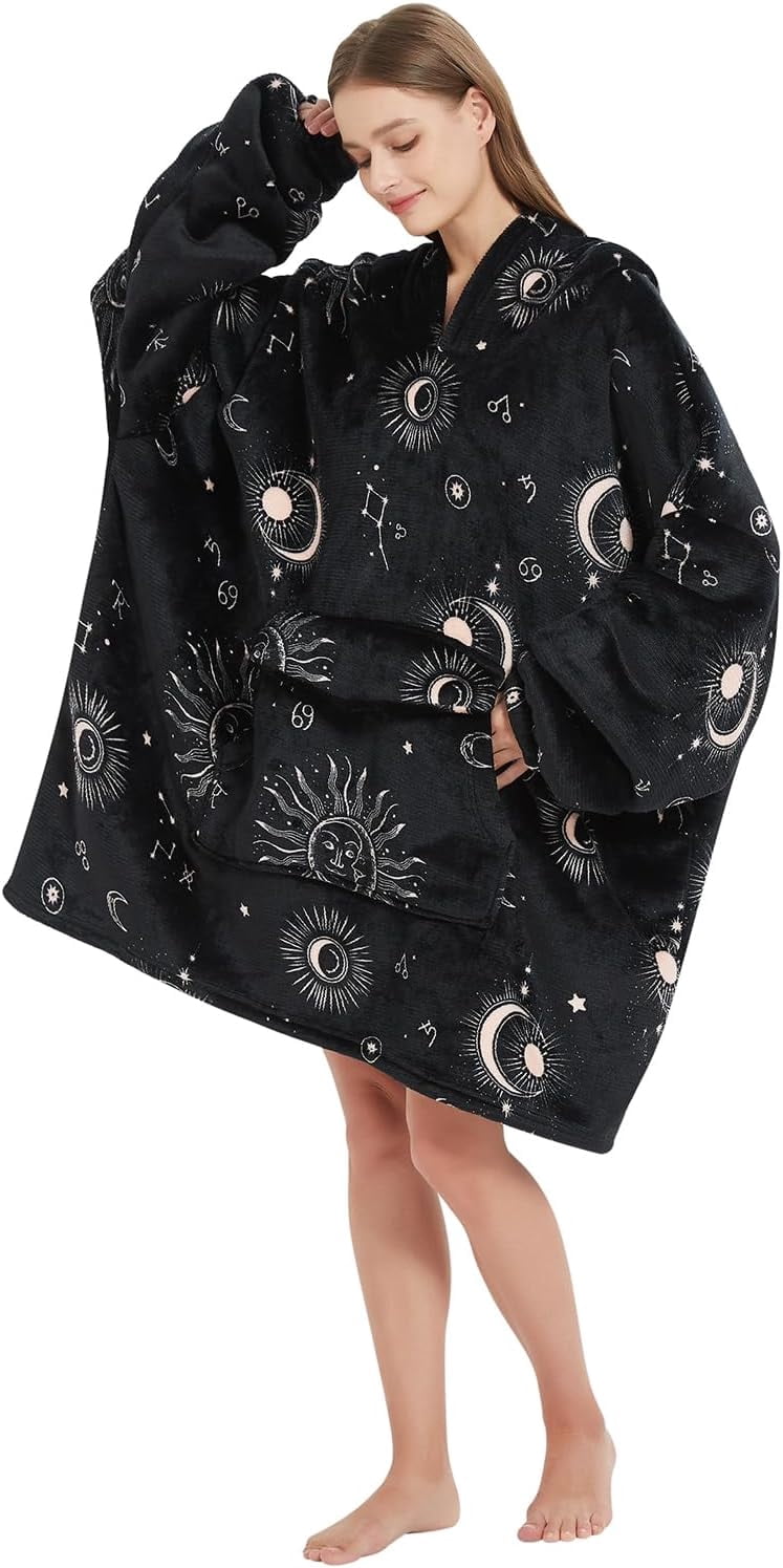 Sun and Moon Blanket Hoodies for Women and Men Adult Oversize Wearable Blanket Hoodies for Soft and Warm