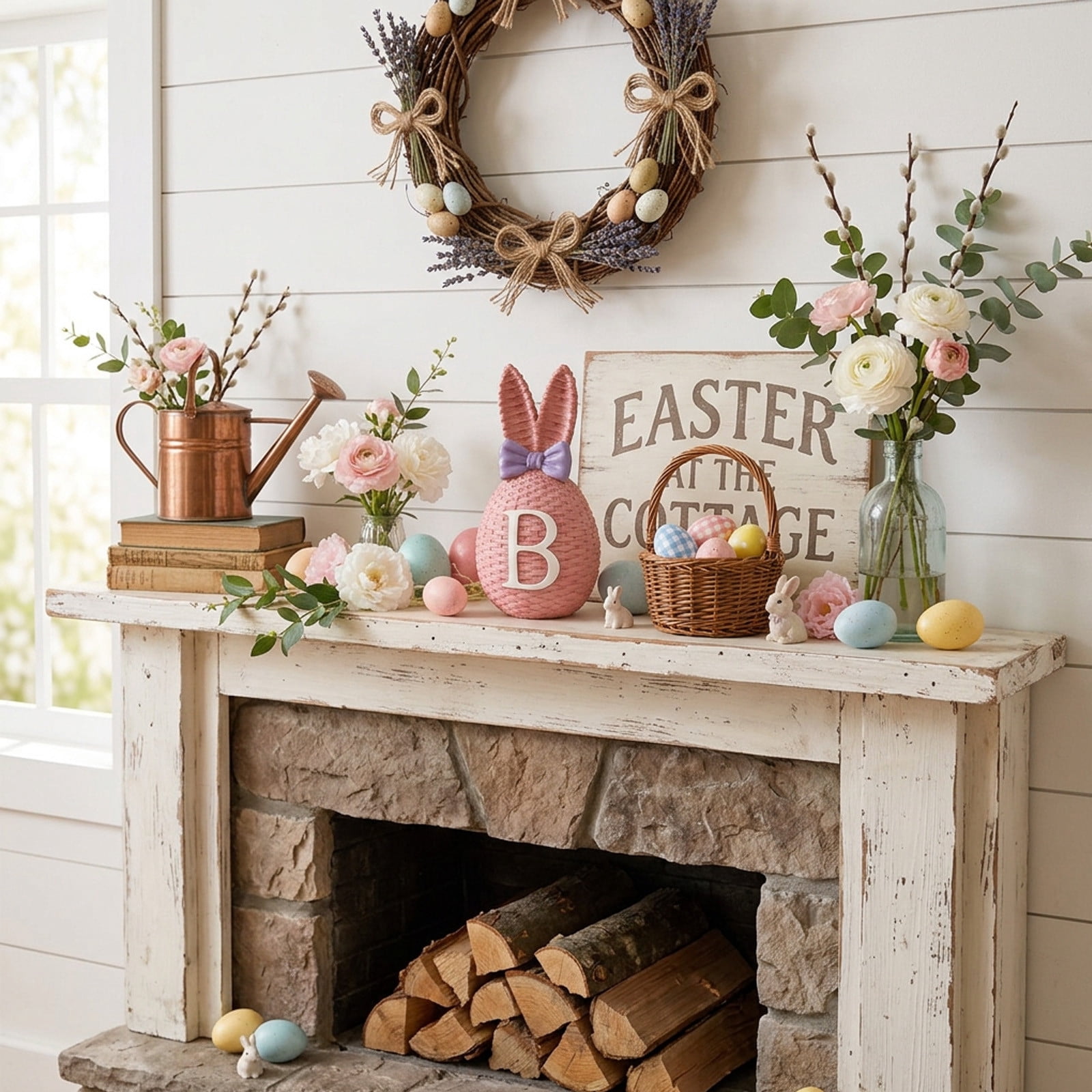 Easter Bunny Woven Storage Basket, Multifunctional Fruit and Snack Organizer, Home Decoration in Beige Coffee, Compact Size 21x12x11cm, Natural and Stylish