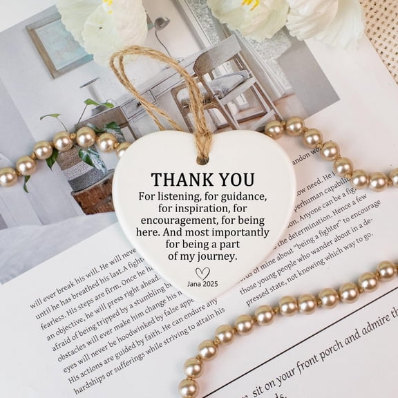 Ceramic Heart Ornament Keepsake, Appreciation Ornament for Friend, Decorative Ceramic 3 Inch Ornament, Holiday Display Keepsake