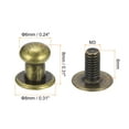 thumbnail image 2 of 6mm Ball Head Stud Rivets Screw Back, 15Pack Round Head Button Nipple Rivet, Bronze Tone, 2 of 6