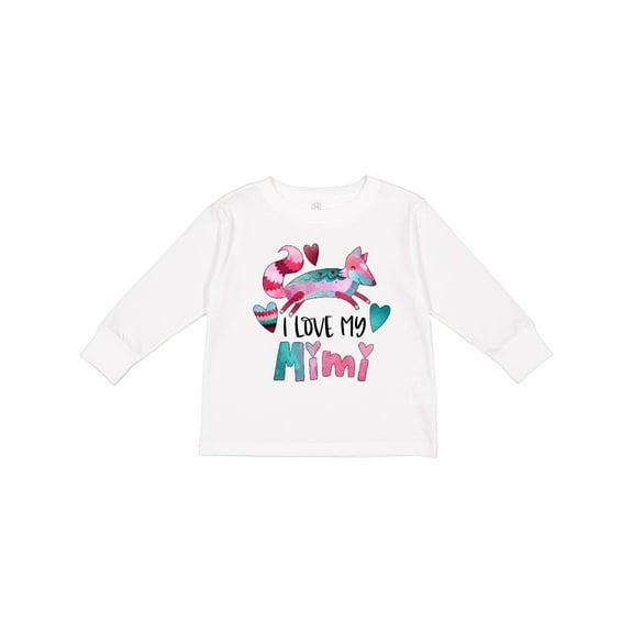 Inktastic I Love My Mimi Pink and Blue Fox with Hearts Boys or Girls Long Sleeve Toddler T-Shirt