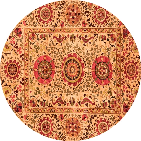 Ahgly Company Indoor Round Abstract Orange Modern Area Rugs, 3' Round