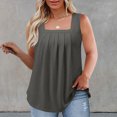 thumbnail image 2 of Plebaso Women's Plus Size Tank Tops Square Neck Pleated Sleeveless Beach Shirts Loose Casual Summer Tops, 2 of 6