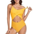 thumbnail image 4 of Womens Swimsuits Pimelu Bathing Suit for Women One Piece Swimsuit High Waist Bathing Suits Women Summer Beach Strap Cut out Monokini Swimwear Ladies Girls Fashion Color Block Bikini, 4 of 7