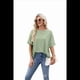 thumbnail image 4 of Camiseta Holgada Informal de Corta con Cuello Redondo y Color Liso para Mujer, Talla Grande, Color Verde Frijol M, 4 of 10