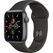 Apple Watch SE (GPS, 40 mm) - Boîtier en aluminium gris sidéral avec bracelet sport noir (nouvelle boîte ouverte)