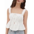 thumbnail image 4 of Women'S Smocked Peplum Square Neck Ruffle Sleeveless Tank Top Shirt White M, 4 of 8