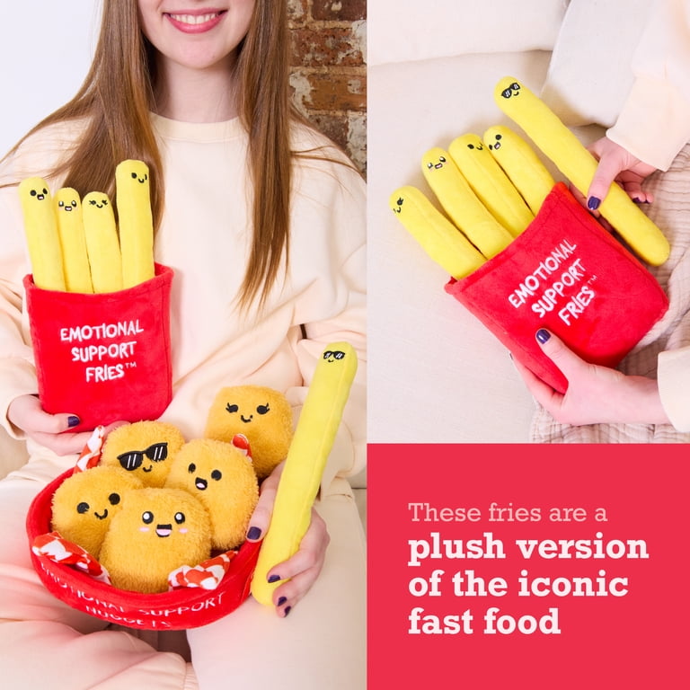 Emotional Support Pals Fries, Plush Food Toys, 5ct with Basket