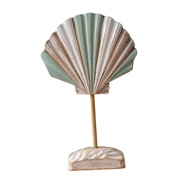 Adorno de concha de madera, decoración del hogar, artesanías, obras de arte, regalo, estatua mediterránea, figurita Verde claro
