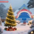 thumbnail image 2 of Metal Hanging Christmas Tree Wind Spinner - Decorative Garden Ornament with Layered Blue Red and White Design & Floral Background, 2 of 7