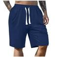 thumbnail image 3 of DDAPJ pyju Birthday Gifts! Mens Waffle Knit Shorts Trendy Ripped Short Pants Lightweight Drawstring Casual Athletic Shorts with Pockets Navy L, 3 of 6