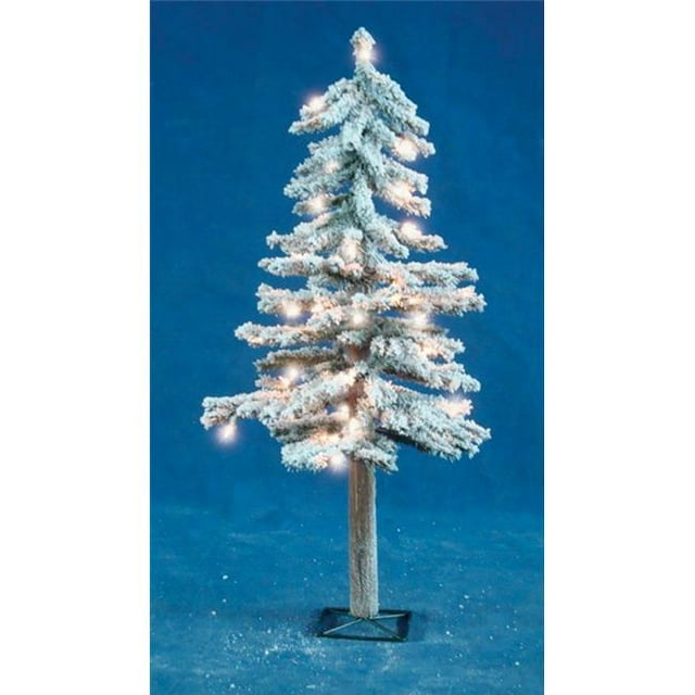 Holiday Bright Lights 9360090 3 ft. Flocked Prelit Artificial Tree with 191 Tips 50 Lights, Clear