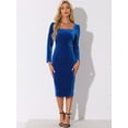 thumbnail image 4 of DARING DIVA Mermaid Velvet Elegant Bodycon Midi Dress XS Royal Blue, 4 of 6