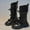 Black, variant on Spazoro Girls Knee High Boots, Side Zipper Leather Buckle Strap Lace Up Long Boot Shoes for Girls Black