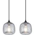 thumbnail image 1 of Blue Glass Pendant Light,Glass Round Shade Pendant Lighting Fixture for Kitchen Island, Sink, Counter, Bar, Dining Room, Matte Black Finish 2 Pacs, 1 of 8