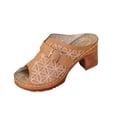 thumbnail image 2 of Sandals Womens Women's Fashionable Casual Spring And Summer Trendy Solid Color Floral Embroidered Metal Buckle Half-Covered Toe High-Heeled Slippers,Brown,36, 2 of 9