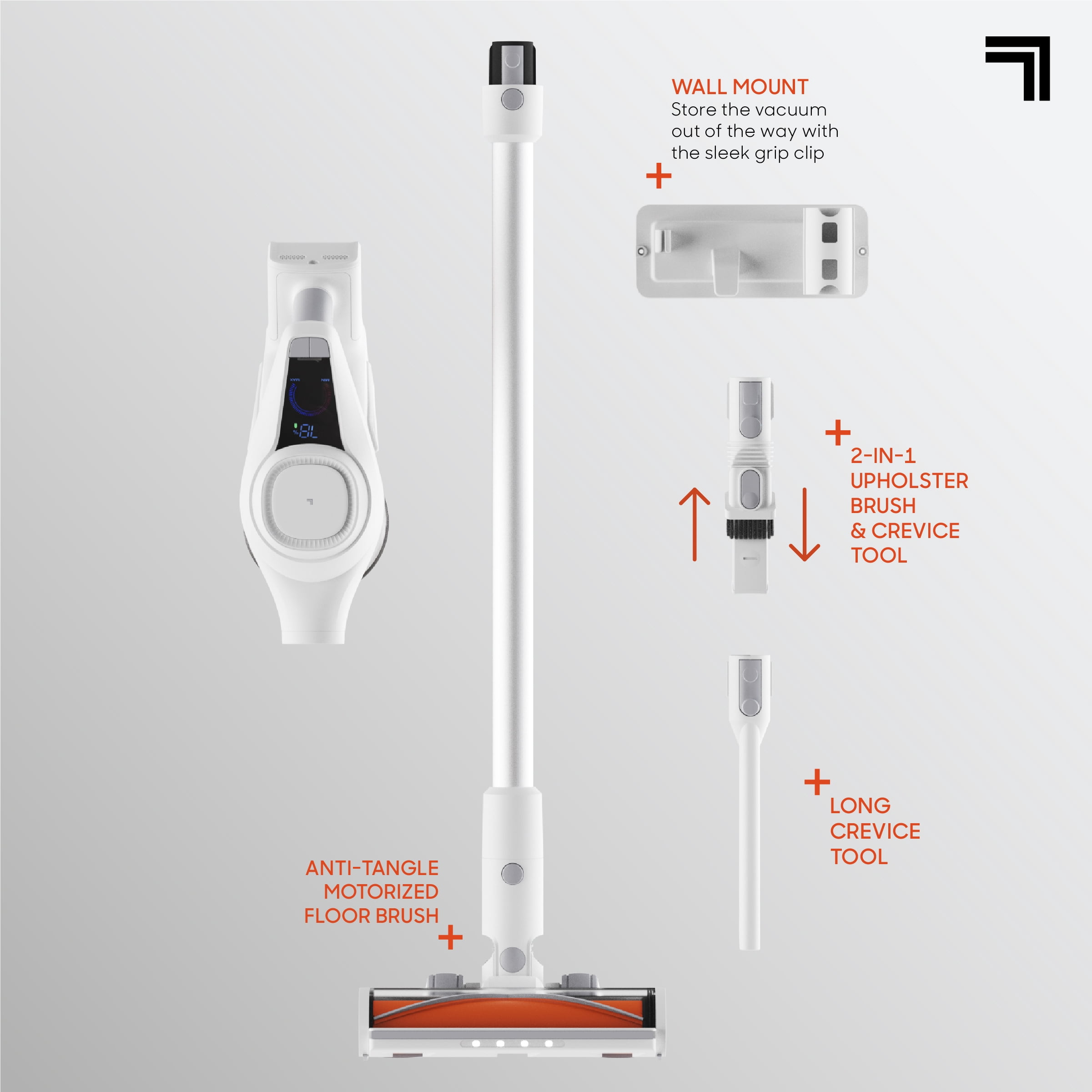 Sharper Image Cordless Vacuum Ultra Stick & Handheld Combo – 450W Motor with Anti-Tangle Floor Brush, 3 Speeds, and LED Lighting