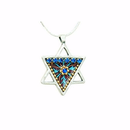Necklace-Star Of David w/Jungle Flower-Silver 925