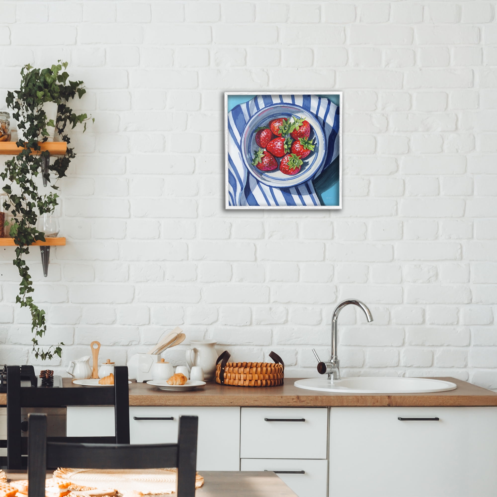 Stupell Industries Fresh Picked Kitchen Strawberries White Framed Giclee Art, design by Kate Jarvik Birch