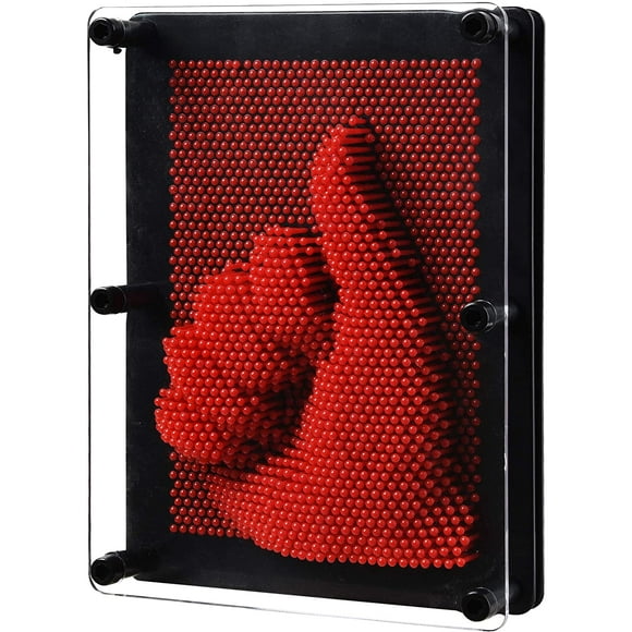 DEBGFS Classic 3-Dimensional Pin Art Board Metal Silver Toy,3D Pin Art Impression Board - Art Sculpture Board Toy for Kids - Pin Impression Hand Mold Toy for Autistic Kid -5*3.8in(Red)