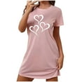 thumbnail image 3 of Oksale Cute Love Printing Sleep Shirts for Women Soft Cozy Cotton Mini Night Gown Short Sleeve Round Neck Summer Sleepwear for Holiday 2025 Pink XXL, 3 of 7